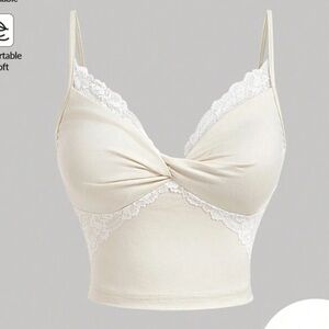 Elegant Cream Lace Trim Camisole